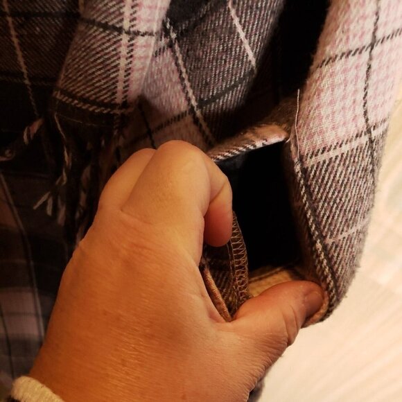 Altar'd State Womens Pink Grey Sleeveless Hooded Fringe Open Front Vest Small - Picture 4 of 7